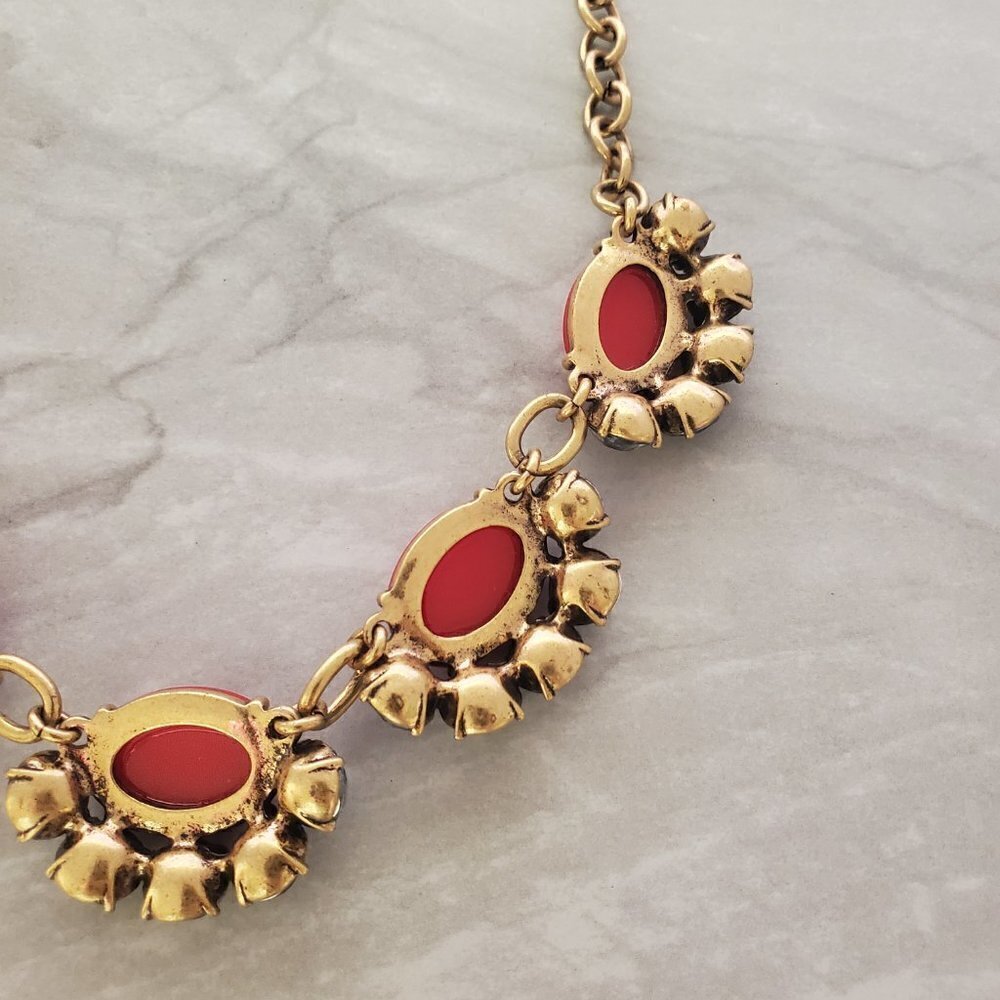 ✨ Stella & Dot Red Rhinestone Crystals Cluster antiqued distressed Statement ✨ - Picture 11 of 13